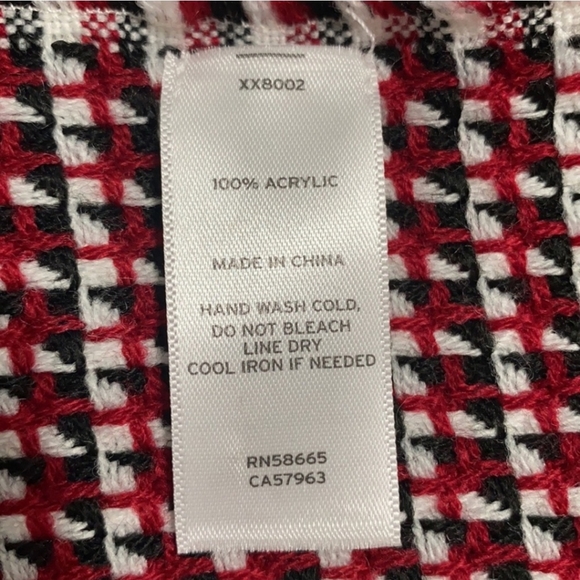 Nordstrom Large Black, Red, & White Knit Scarf - Picture 5 of 10